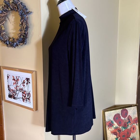 CHICOS TRAVELERS sz 2 L Side Split Top Tunic Stretch No Wrinkle Mockneck $80NEW - Picture 6 of 13